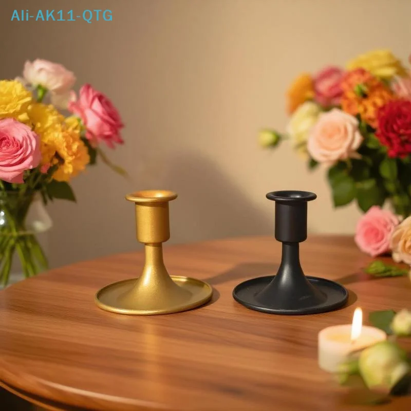 NEW Vintage Metal Chamberstick Candle Holder With Handle Teacup Shape Ridged Pillar Candle Stand For Home Decor Wedding Table