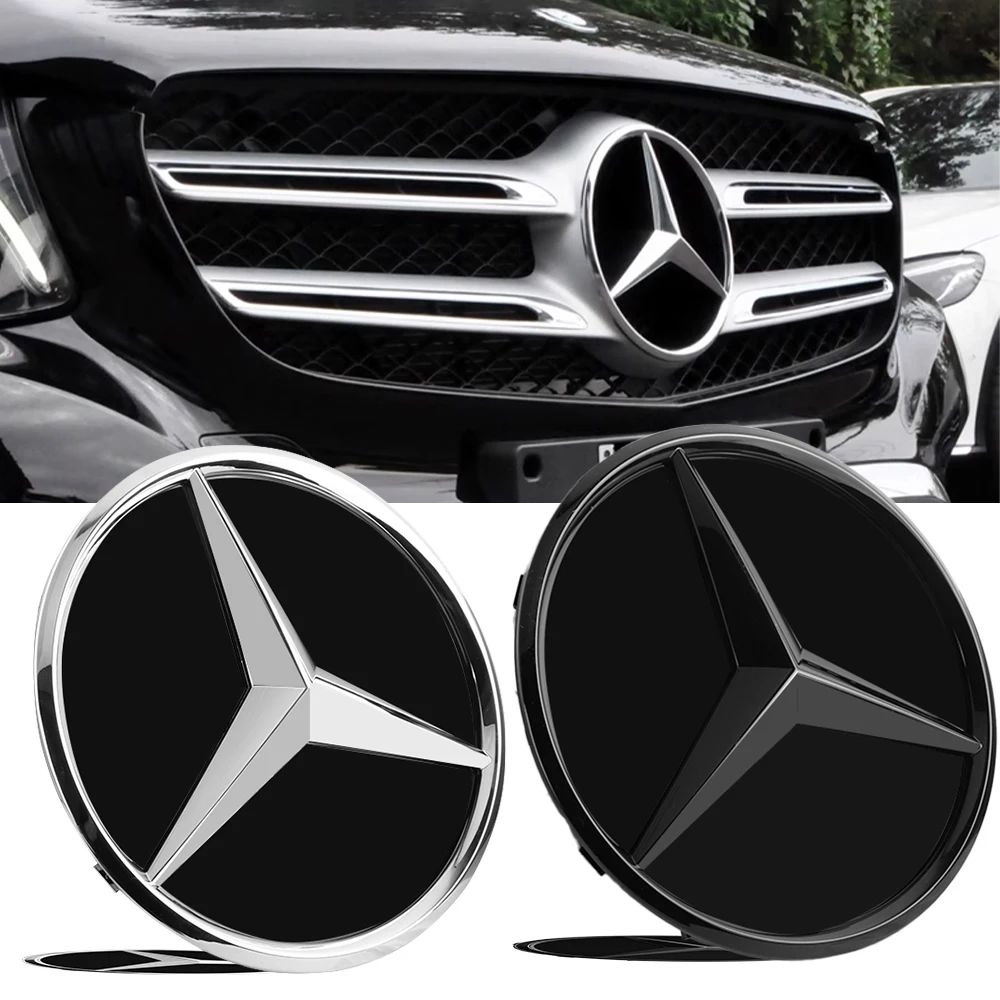 3D Car Styling Front Grill Badge Replacement Auto Modification Accessories for Mercedes Benz LOGO Front Grille Emblem Decoration