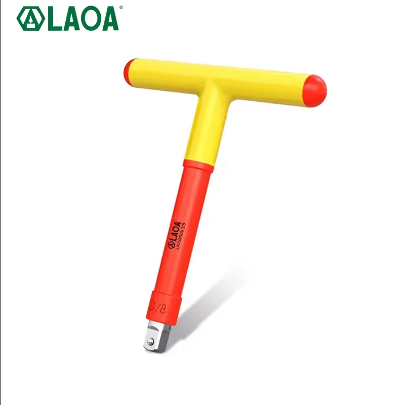 LAOA 1000V Insulated T-Shaped Socket Wrench Quick Pull Non-Slip CR-V Chrome Vanadium Steel Short Rod Insulated Socket Wrench