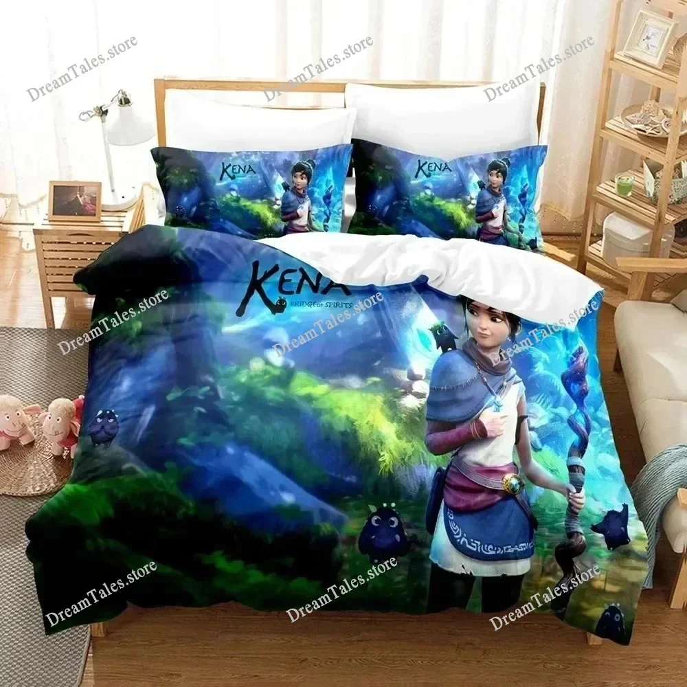 New Bridge Spirits Kena Bedding Set Single Twin Full Queen King Size Bed Set Adult Bedroom Duvet Cover Sets 3D Print Game Anime