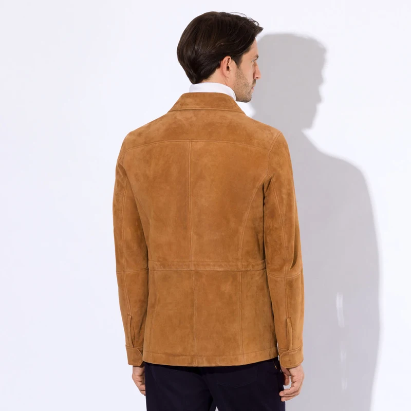 Classic Multi Bag Suede Men's Jacket 2024 Autumn/Winter New Fashion Casual Leather Customized Short Coat for Men