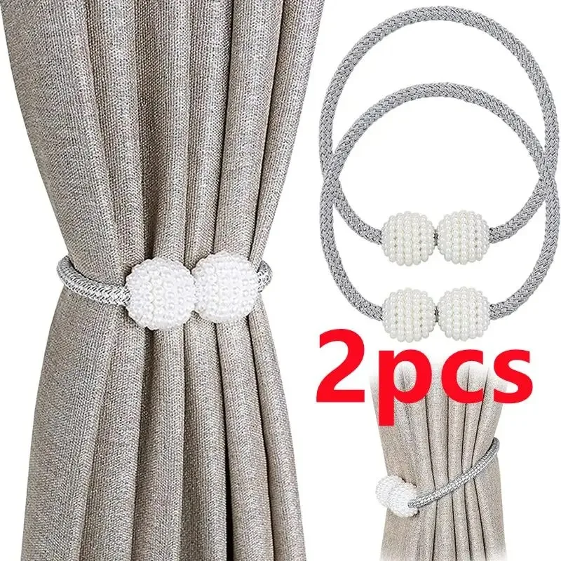 1/2 Pièces Attaches Magnétiques Perle pour Rideaux, Clips de Retenue, Boucles de Suspension, Accessoires Décoratifs pour Rideaux
