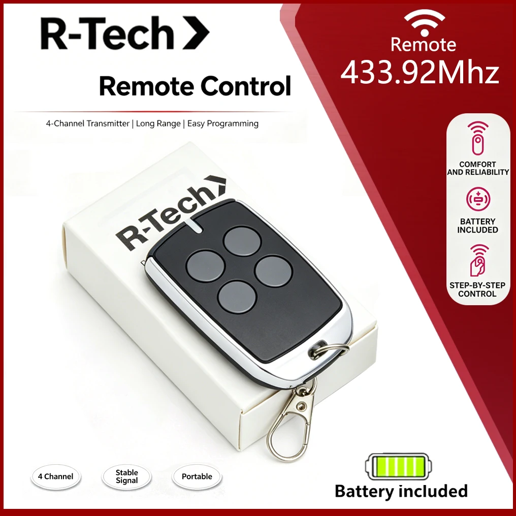 Pilot zdalnego sterowania R-Tech RT-4 433Mhz do automatycznych drzwi przesuwnych z prętem napędowym SL600AC.M