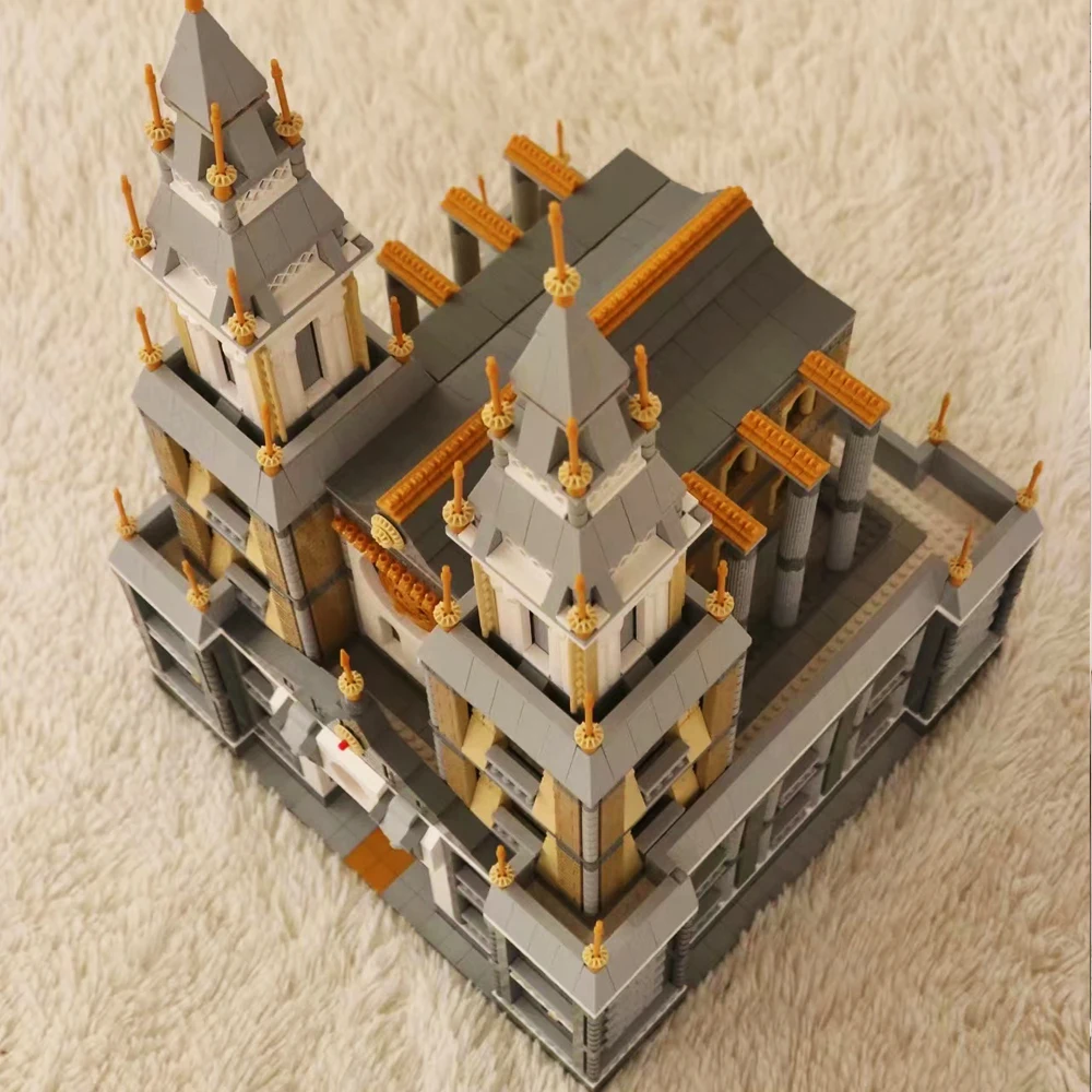 عرض الشارع كنيسة القرون الوسطى الأوروبية الجديدة بنة صغيرة قلعة الفارس وحدات الطوب الصغير لعب للطفل هدية عيد ميلاد MOC #3