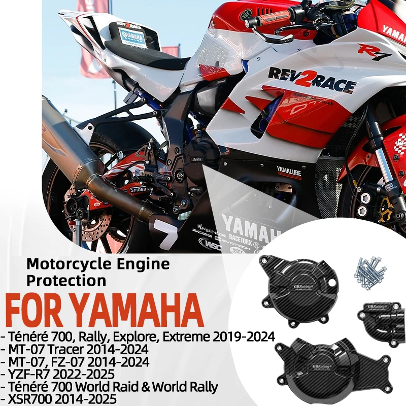

motorcycle For YAMAHA MT-07 (2014-2024) / Ténéré 700/Rally/Explore/Extreme (2019-2024) Fit - GBRacing Secondary Engine Cover SET