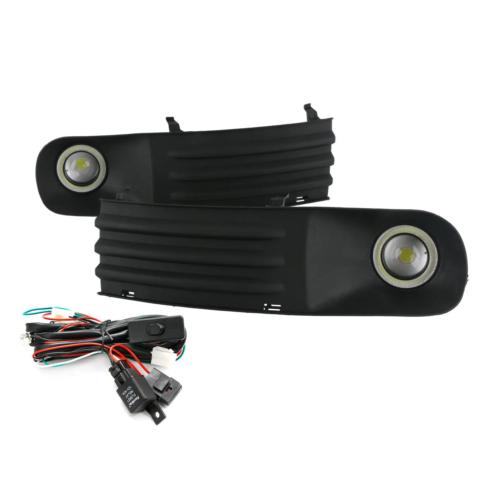 

Для VW Transporter T5 T28 T30 2003-2009 1 пара переднего бампера автомобиля, противотуманная фара, решетка «ангельский глаз», противотуманная фара с жгутом проводов