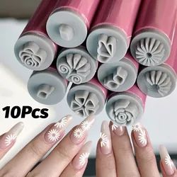 1-10pcs Flower Geometry Pattern Nail Stamp Set Multifunction Nail Painting Tool Nail Polish Gel Doodle Pen Brushstroke Templates