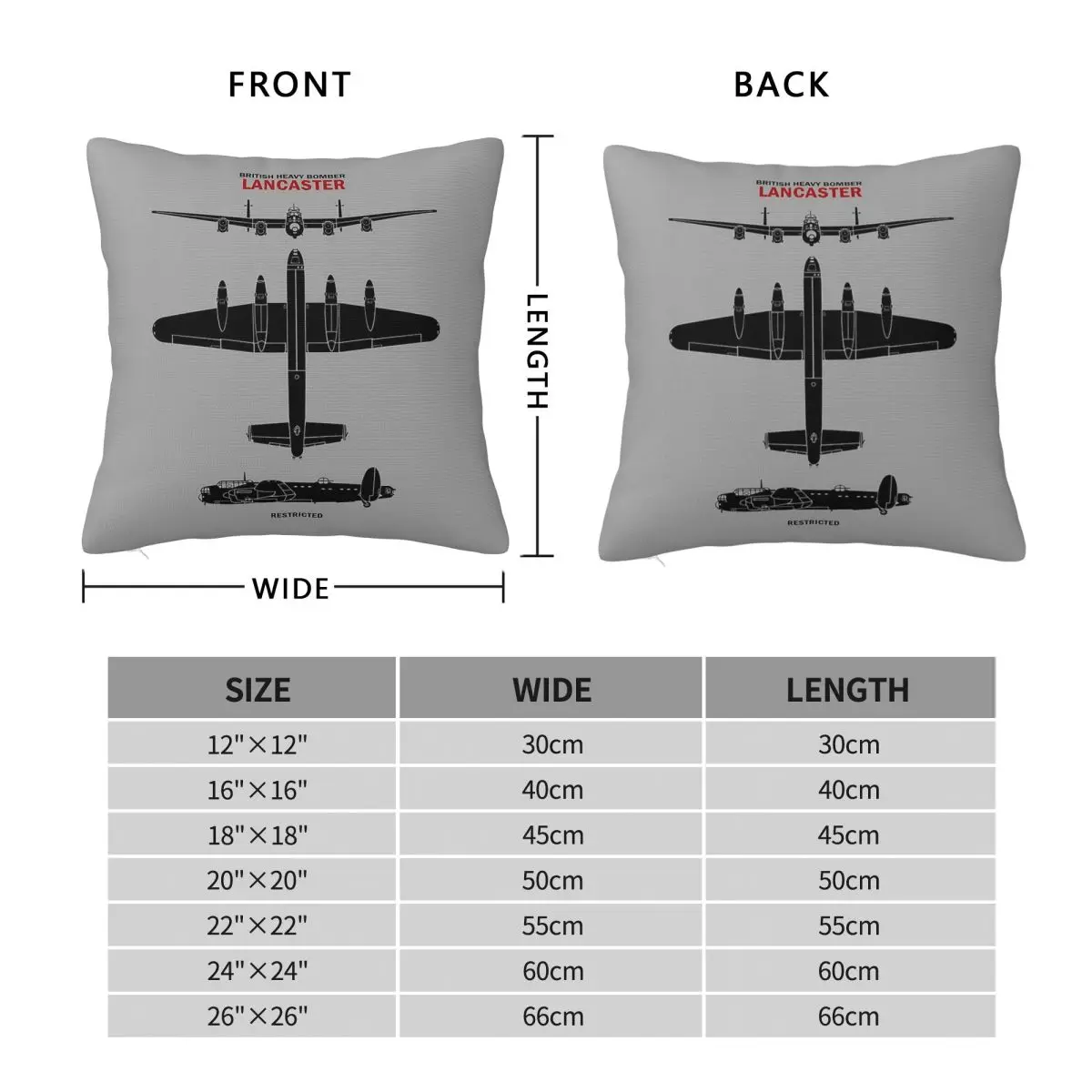 Lancaster Bomber Identification Chart Square Pillowcase Polyester Linen Velvet Creative Throw Pillow Case Sofa Seater Cushion