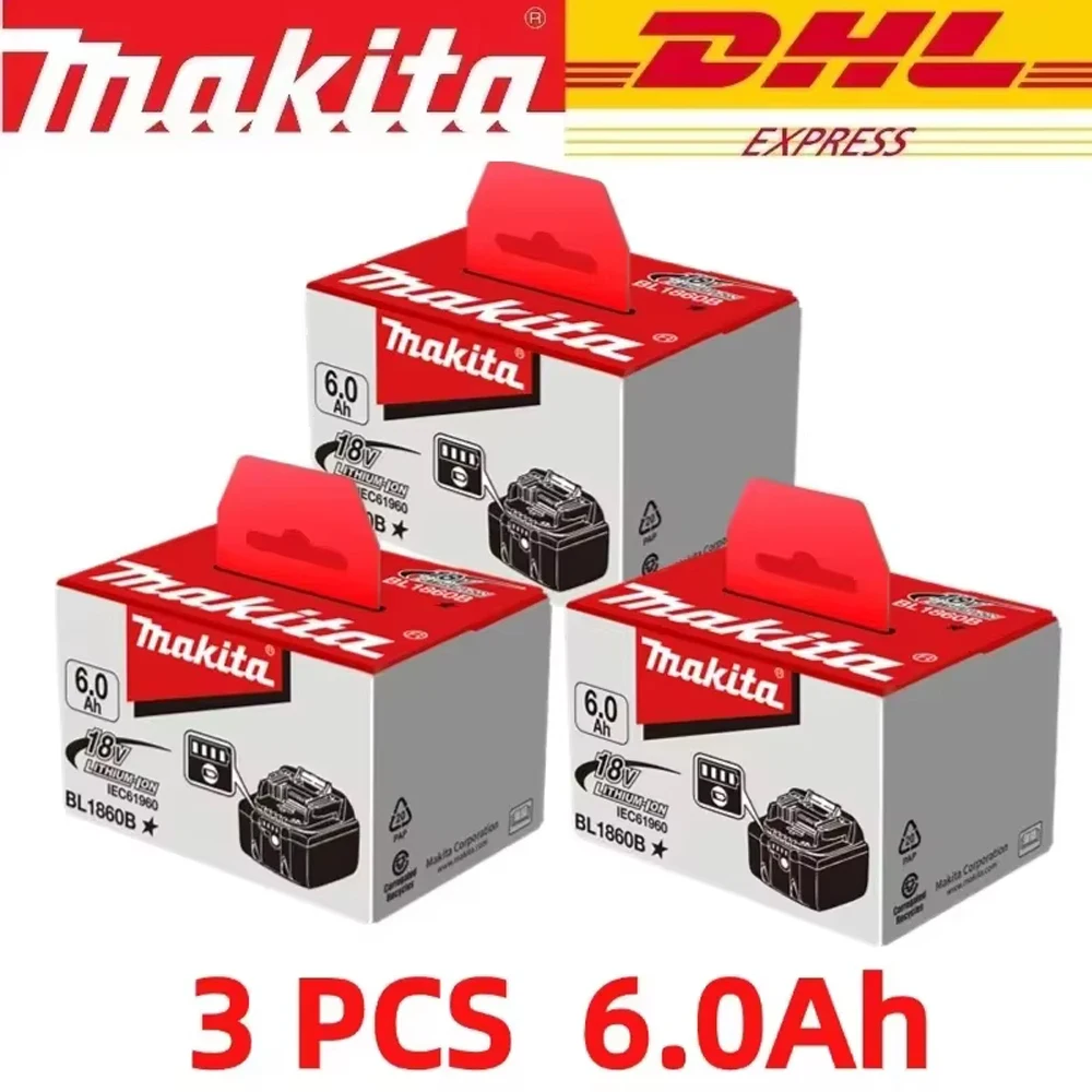 Makita Originele 18V 5.0Ah/6.0Ah Vervangbare LED Lithium-ion Batterij LXT BL1860B BL1860 Oplaadbare Power Tool Batterij 2026 Nieuw