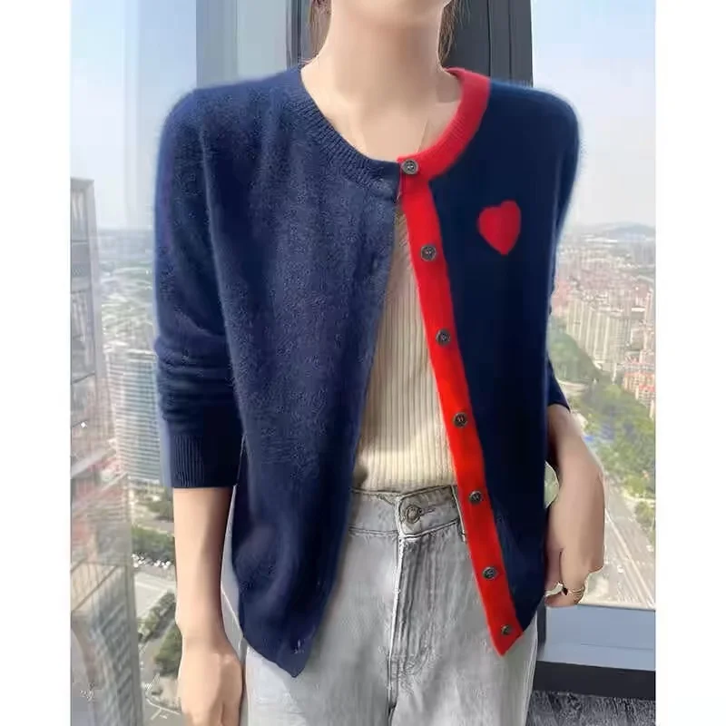 

Women's Fashion Geometric Embroidery Elastic Slim Sweaters Autumn Winter Vintage Casual Comfortable Soft Wool Knitted Cardigan