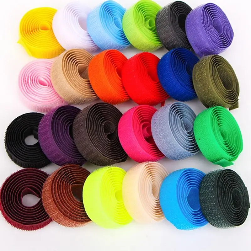 Sew on Hook and Loop Colour 20mm Non-Adhesive Fabric Fastener Interlocking Tape Nylon Strips Sticky DIY Craft Supply No Glue