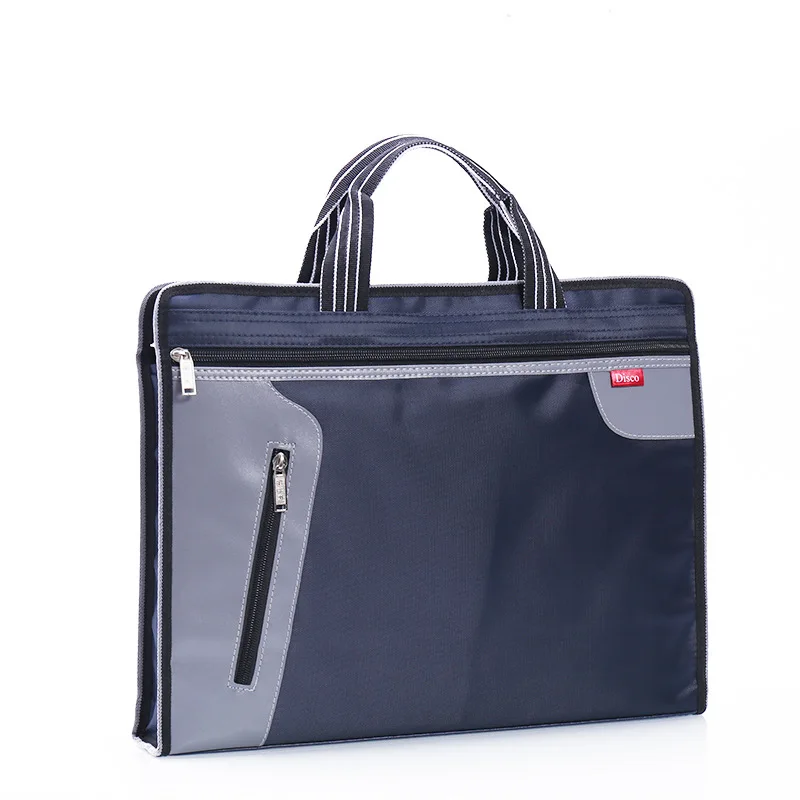 A4 Documents File Bag Folder Fashion Portable Canvas Briefcase Double Zipper Document Bags Data Document Office Storage