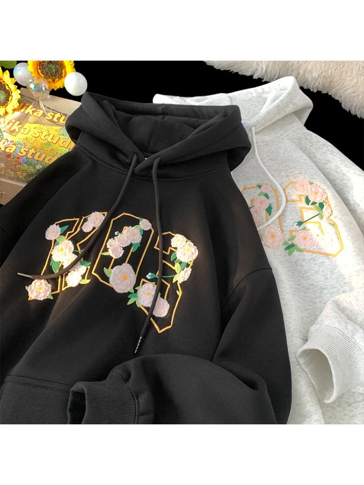 

Мужская толстовка оверсайз Bla из смесового хлопка и полиэстера, устойчивая к сминанию и деформации, с вышивкой, весна-осень