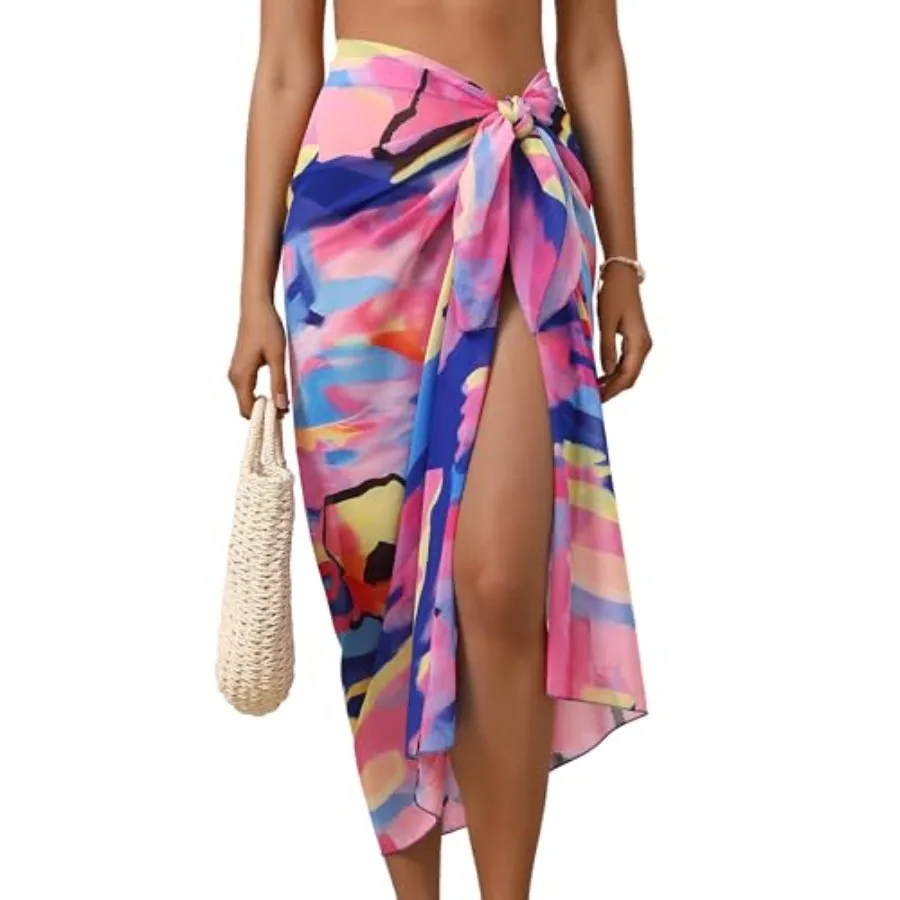 

Женское пляжное парео Eicolorte из шифона, прозрачное, для бикини, пляжное платье-накидка, саронг для женщин