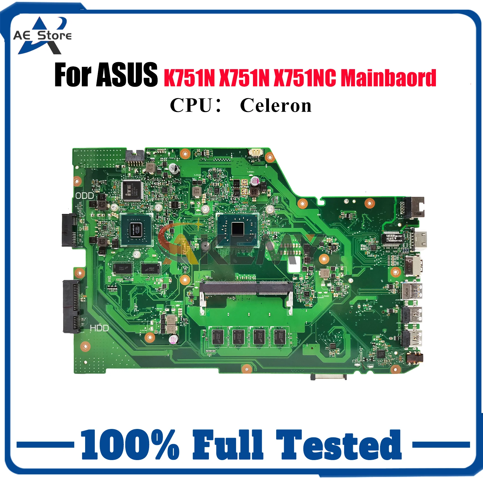 

Материнская плата для ноутбука X751NV для ASUS VivoBook X751N K751N X751NC X751NA X751NV, материнская плата для ноутбука с процессором Celeron, 106% tests, ОК