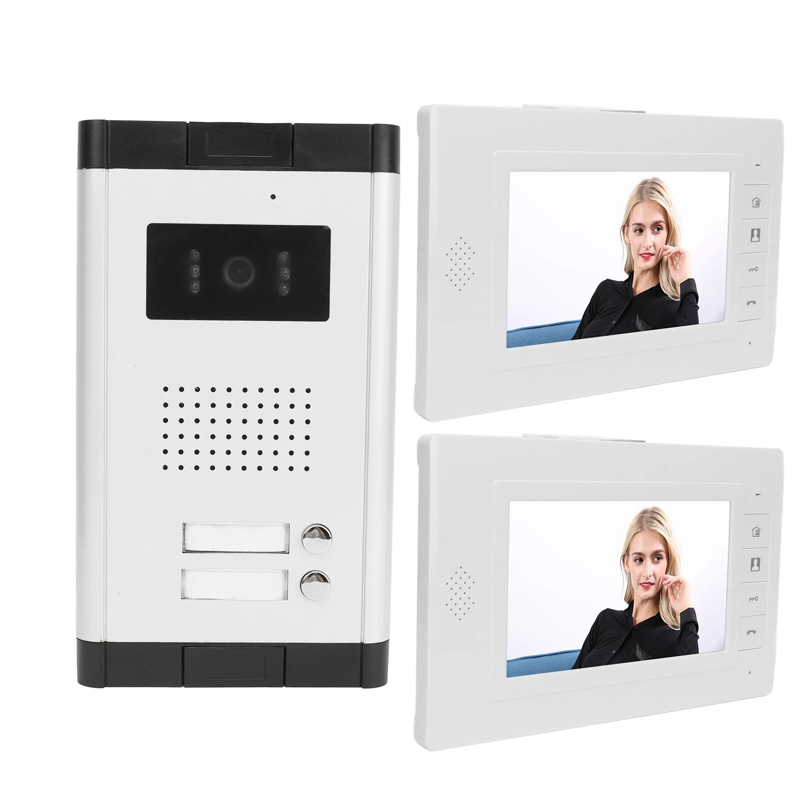 Video Intercom System 7 Inch  Monitors and 1 Night Vision Camera 2 Way Call Visual Doorbell Video Intercom System