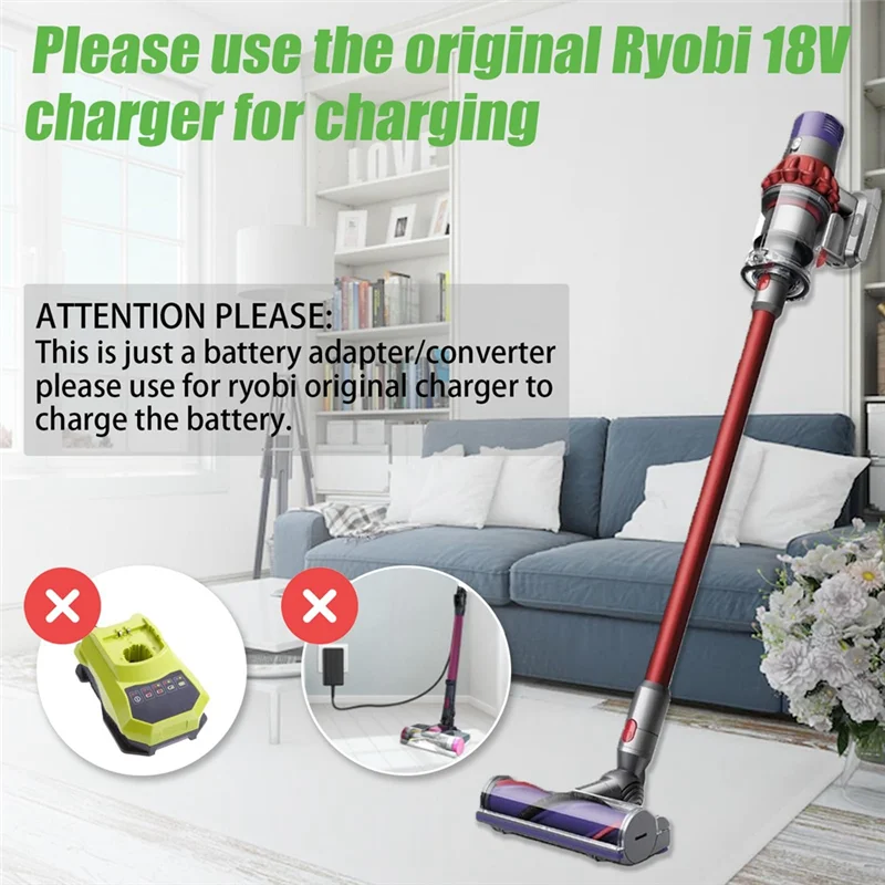 

Адаптер A68P-RYO18V10 для аккумулятора Ryobi 18 В ONE+, преобразователь в беспроводной пылесос Dyson V10, циклон, абсолютный