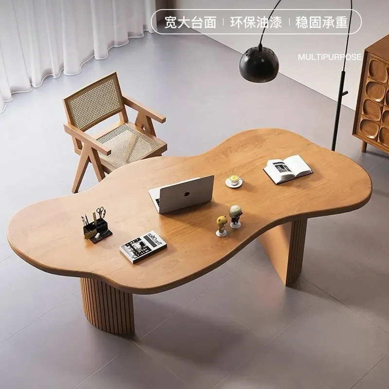 French Style All Solid Wood Log Desk Large Computer Table for Home Living Room Creative Special Shaped Workbench Study Desk