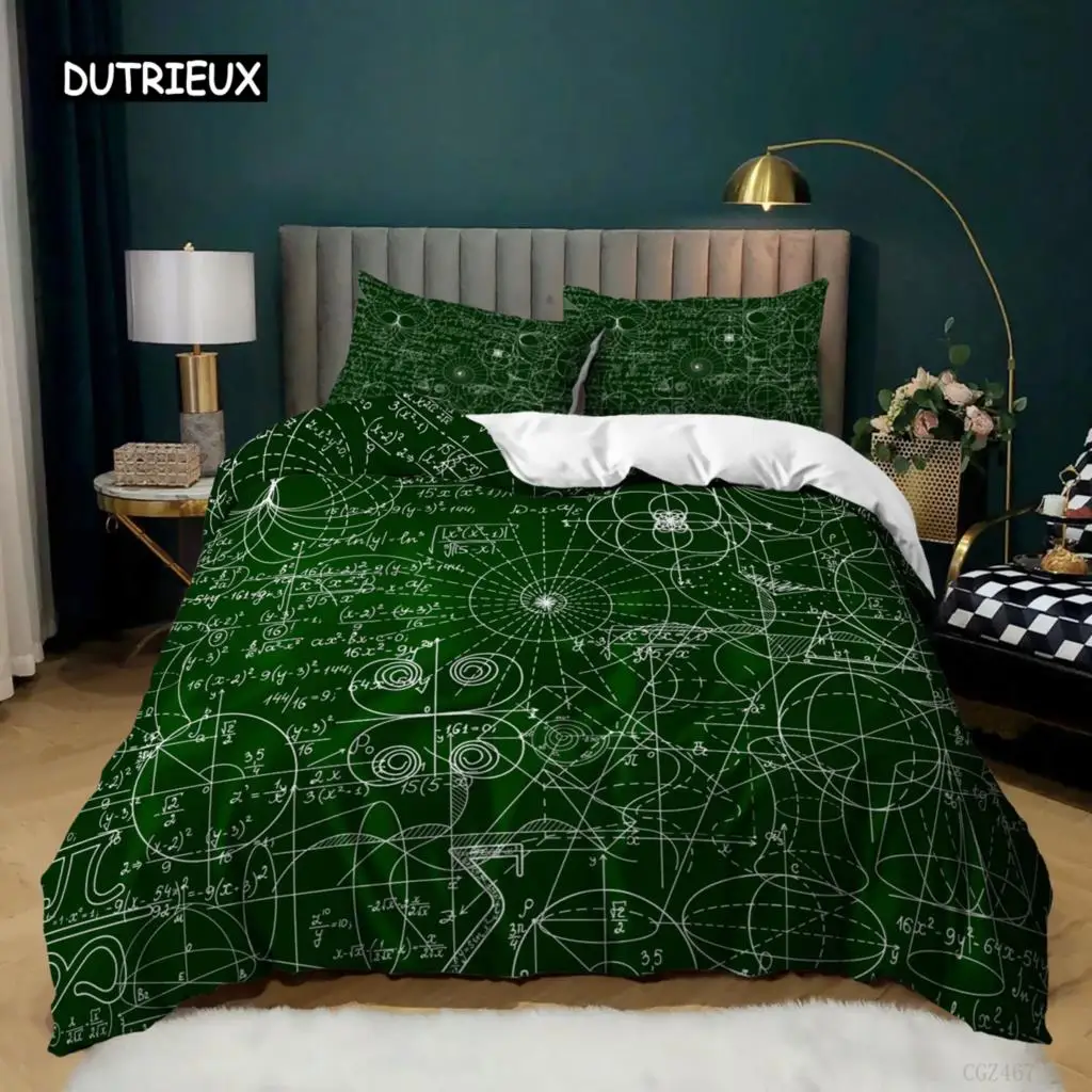 

Formula Duvet Cover Set Mathematical Formula Geometric Patterns Bedding Set for Kid Boy Microfiber 2/3pcs Quilt Cover Queen Size