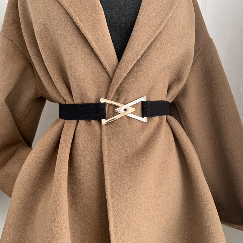 Fashion Triangle Buckle Belt Women's Decorative Elastic Belt Dress Sweater Set Multi functional Fashion Belt