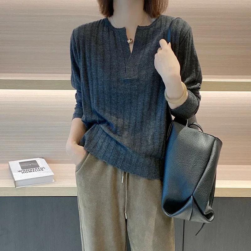 

Эластичный длинный вязаный свитер Све, осень-зима, утягивающая повседневная верхняя одежда, свободная внутренняя одежда, V Ne Base Layer Camere irt