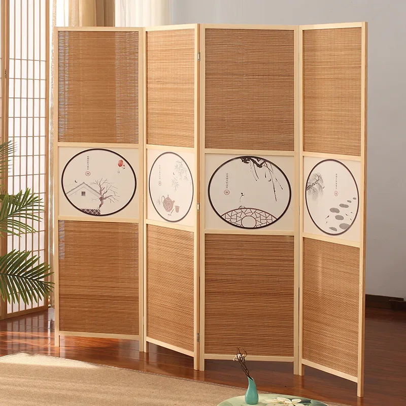 Simple screen partition Living room folding mobile folding screen Simple modern office Solid wood Chinese screen