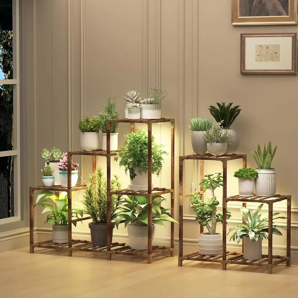 

12 Tier Corner Plant Stand With Grow Lights For Multiple Plants, Tiered Plant Shelf Indoor Plant Holder Ra Flower Stand For