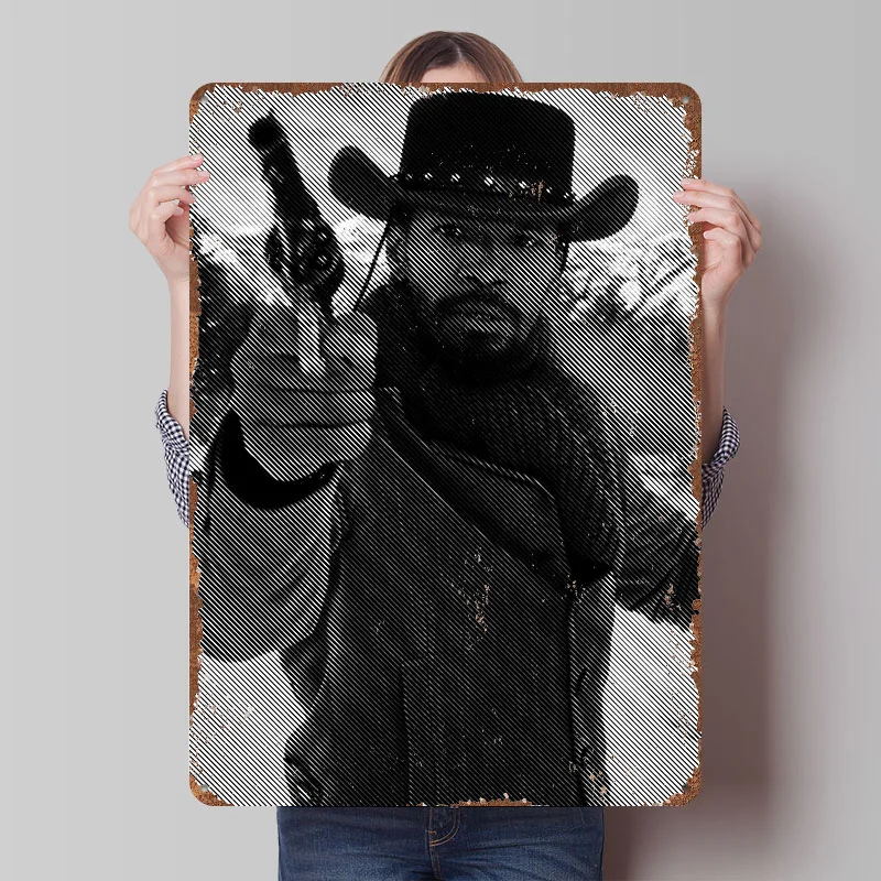Django Unchained Metallposter, individuelle Wandkunst, Retro-Vintage-Blechschilder für Männerhöhle, Bürodekoration, Gaming-Wand-Deko, Zuhause