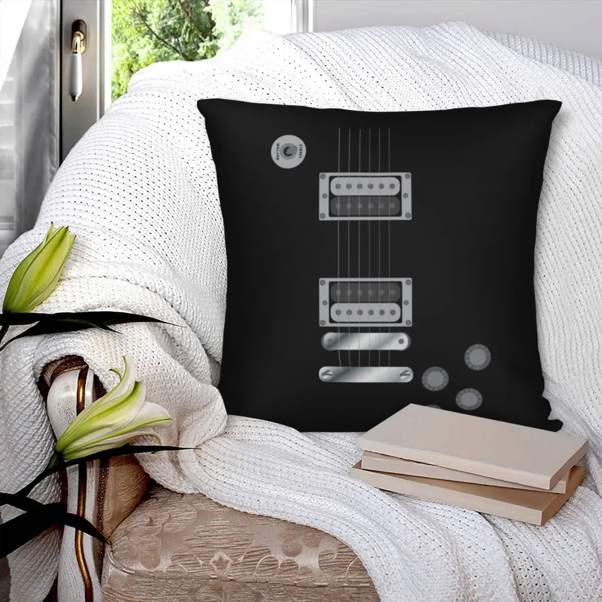 Guitar Essential Square Pillowcase Polyester Pillow Cover Velvet Cushion Decor Comfort Throw Pillow For Home Living Room