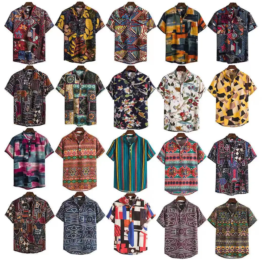 

Men's Slim Fit Hawaiian Floral irt ort Sve Wior Collar Versatile Casual irt for Travel And Youthful Sle