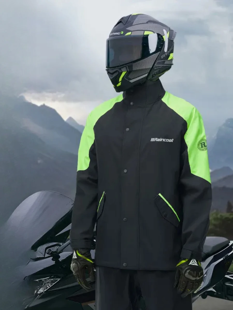 

Fashion Motorcycle Rain Suit Unisex Rainproof Breathable Scratch Resistant Wear Resistant Reflective Jacket and Pants for Riding