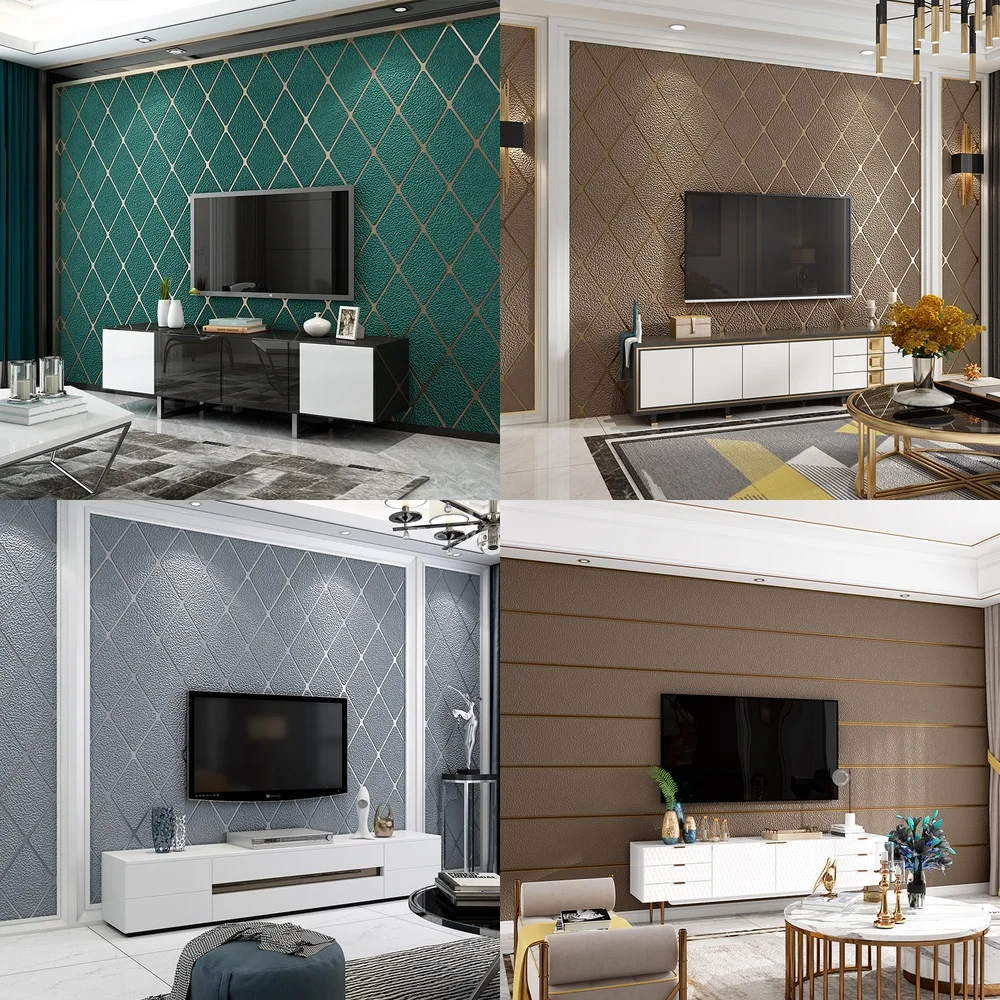 

Утолщенные бархатные флокированные обои с 3D полосками для гостиной, ТВ-фона, стены, изголовья спальни, современные простые