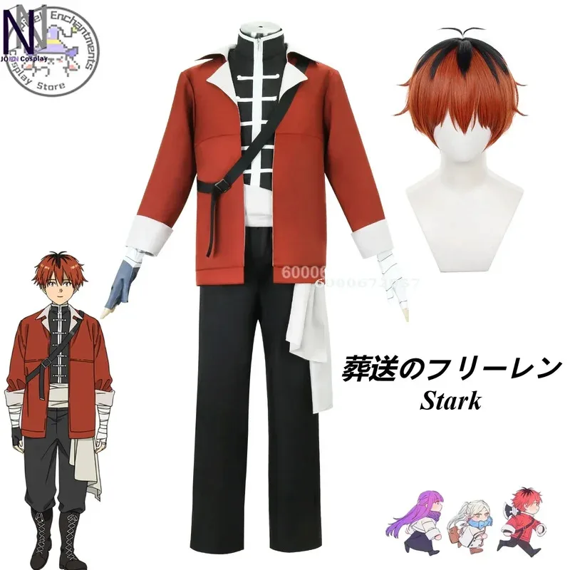 

Anime Frieren Beyond Journey's End Stark Cosplay Costume Men Wig Jacket Sleeveless Vest Pants Christmas Halloween Party Outfit