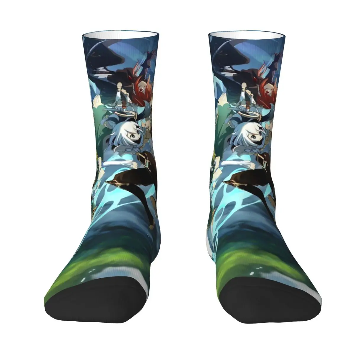 Genshin Impact Socks Winter Anime Print Stockings Retro Women Men Medium Soft Socks Graphic Outdoor Sports Anti-Slip Socks