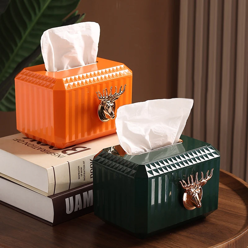 

Creative Tissue Box for Living Room, High-End Entry, Lux Elk Dispenser, Household Desk Tray, Lifting Bathroom Paper Extraction