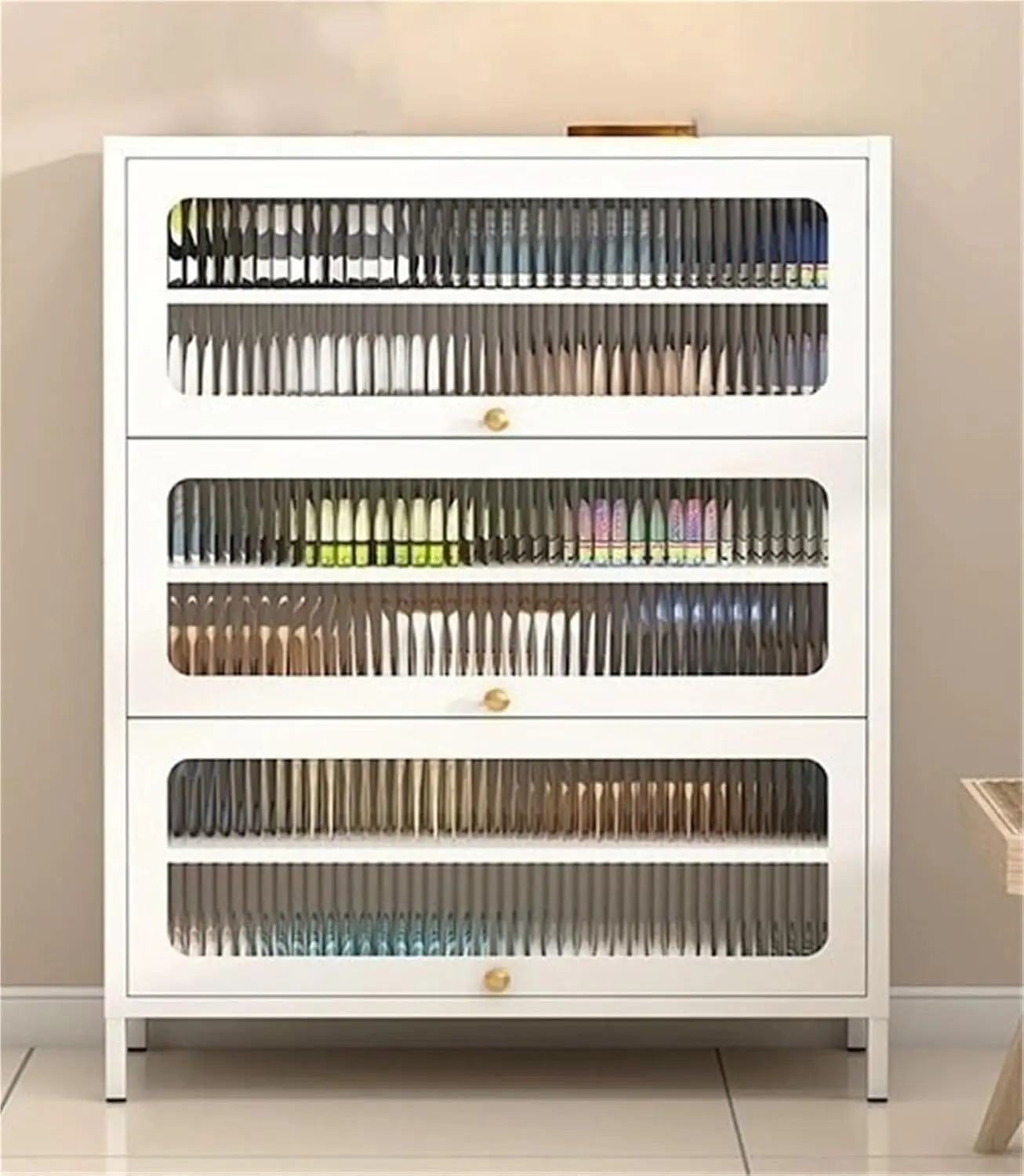 3-Tier Shoe Cabinet Storage for Entryway Steel Shoe Cabinet with Shelf Freestanding Shoe Rack with Metal Frame and, Customized