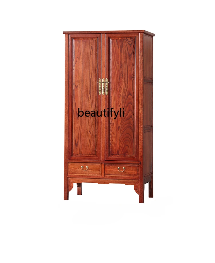 

In Chinese Antique Style Solid Wood Wardrobe Carved Top Cabinet High Cabinet South Elm Period Coat and Cap Cabinet