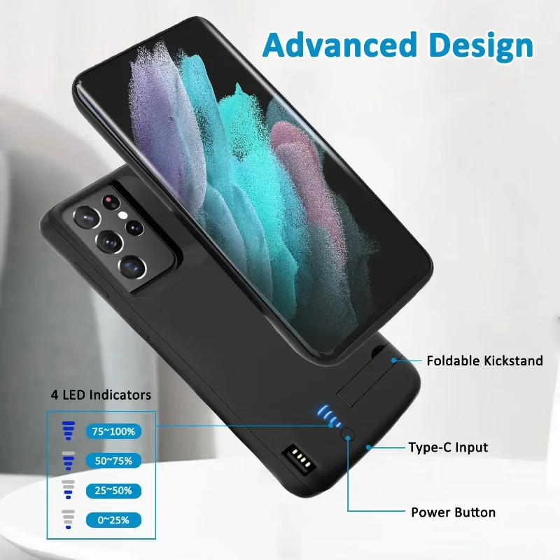 10000mAh Power Bank Case for Samsung Galaxy S10 S10E S20 S21 S22 Fast Charging Case for Note10 Plus Note20 Ultra Smart Phones