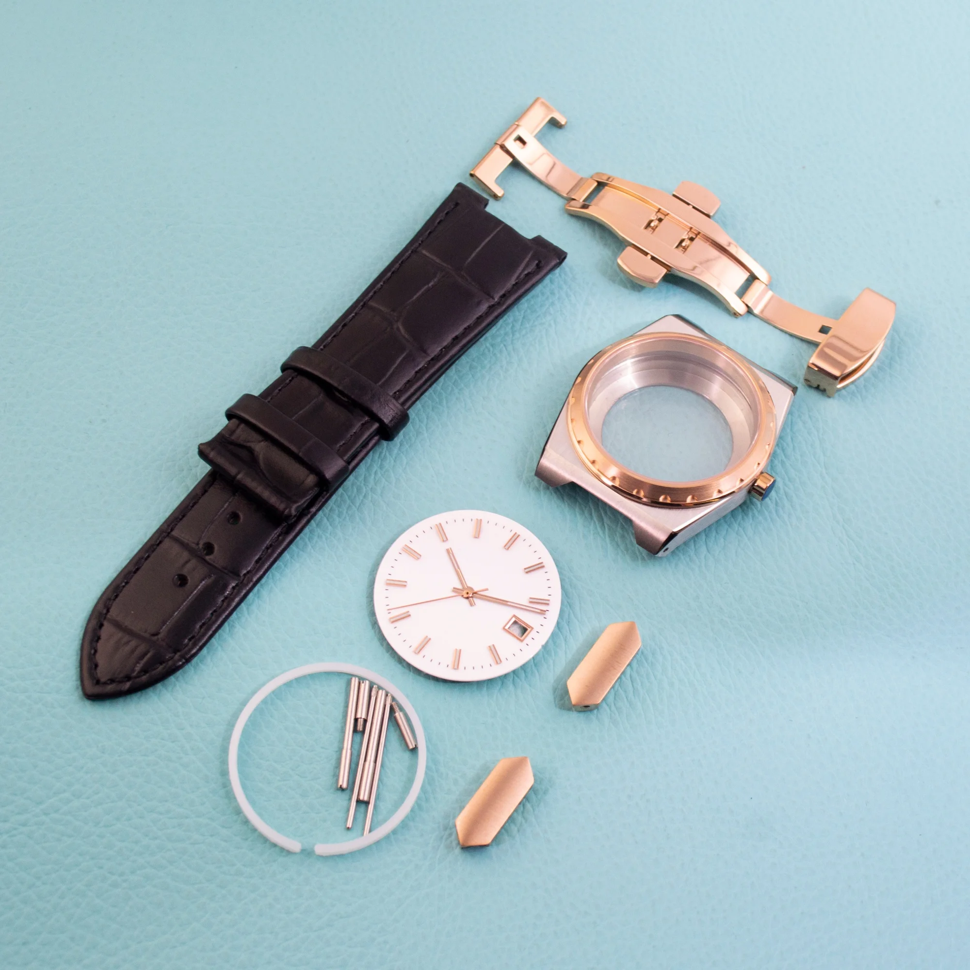 

VC222 Watch Case Stainless Steel Sapphire Glass NH35 Watch Case Genuine Leather Strap 31mm Dial Hands for NH35 NH36 Movement