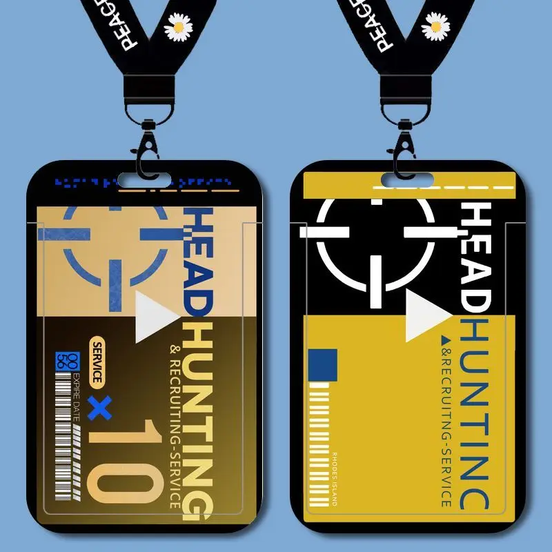 Arknights Amiya Kal'tsit Theresa Tempat Kartu Periferal Anime Kepribadian Kreatif Kartun Bernilai Tinggi dengan Tempat Kartu Tali