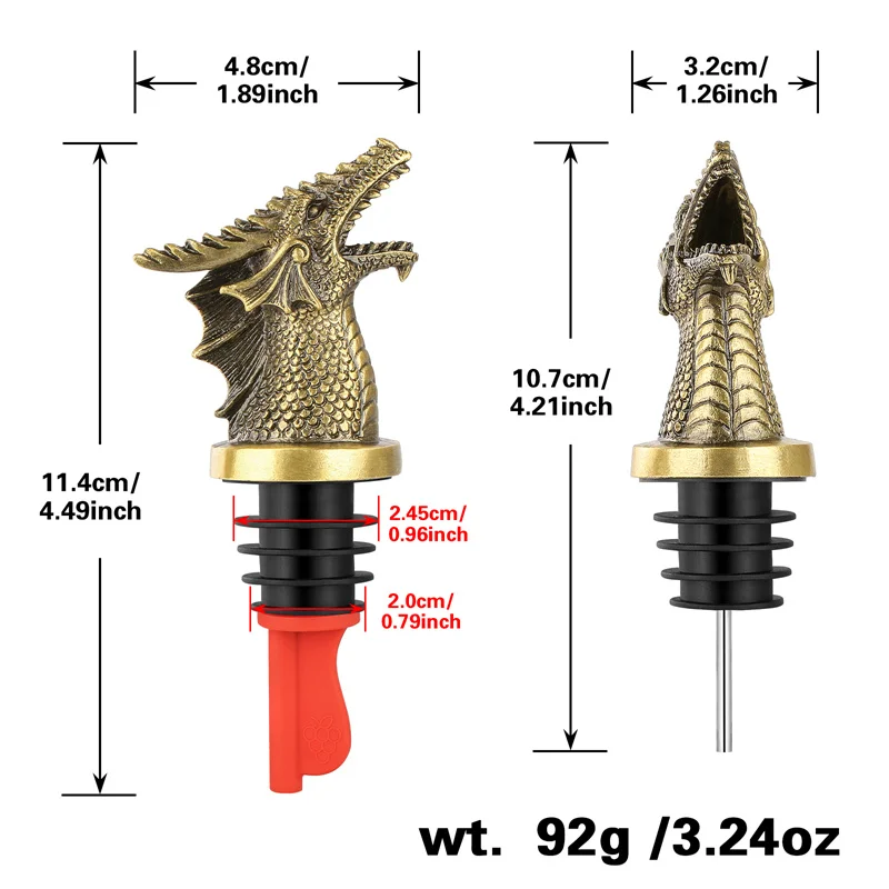 Dragon Head Wine Pourer Stopper 2-in-1 Stainless Steel Spout with Silicone Seal Bar Accessory for Kitchen Club Wedding Party image 3