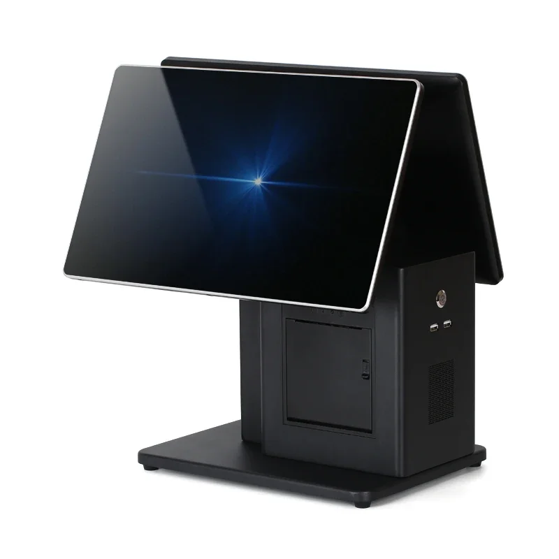 

In stock Double Screen 15.6inch Windows POS Terminal Touchscreen Retail Business Cash Register All-in-One