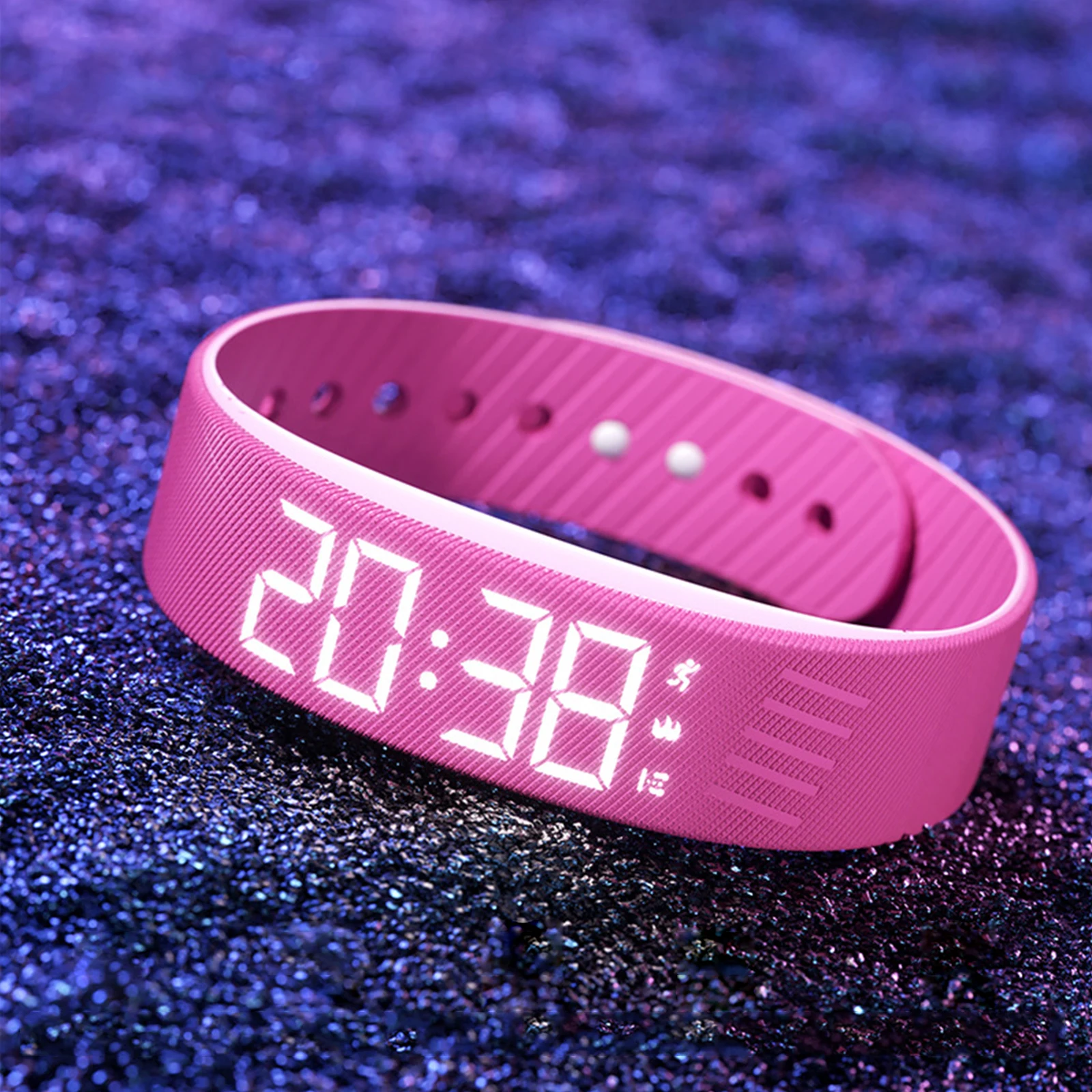 

Silent Wrist Shock Bands with Running Pedometer Waterproof Vibration Wristband LED Alarm Clock Watch Rechargeable for Students