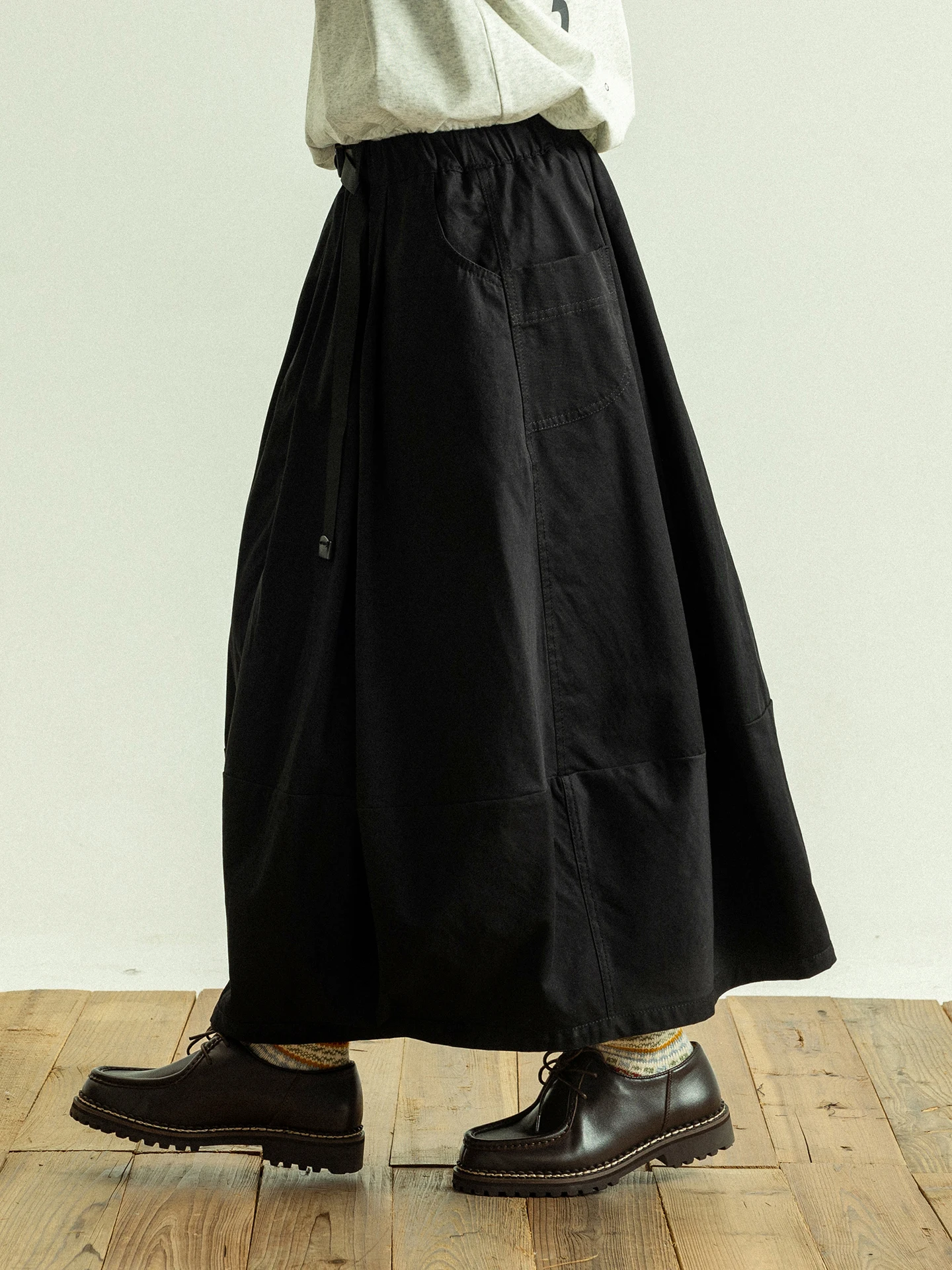 

Юбка-трапеция GoodNorth в японском ретро-стиле, средней длины, для работы, с эластичным поясом, свободного кроя, стройнящая, фасон «зонтик»