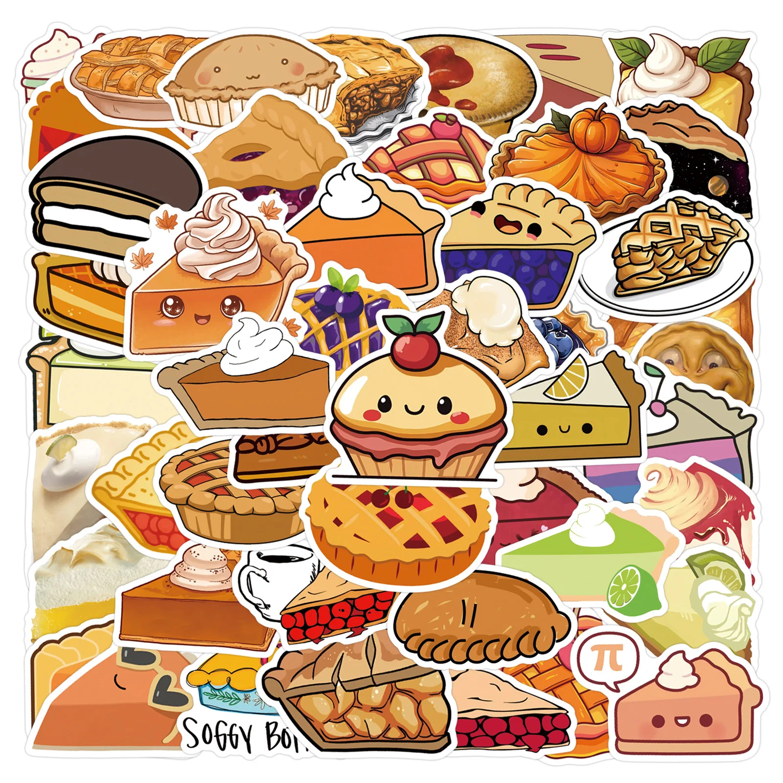 

55PCS Pie Stickers Dessert Graffiti Waterproof Decals mobile phone for Skateboard Laptop Notebook Water Bottle DIY Decor