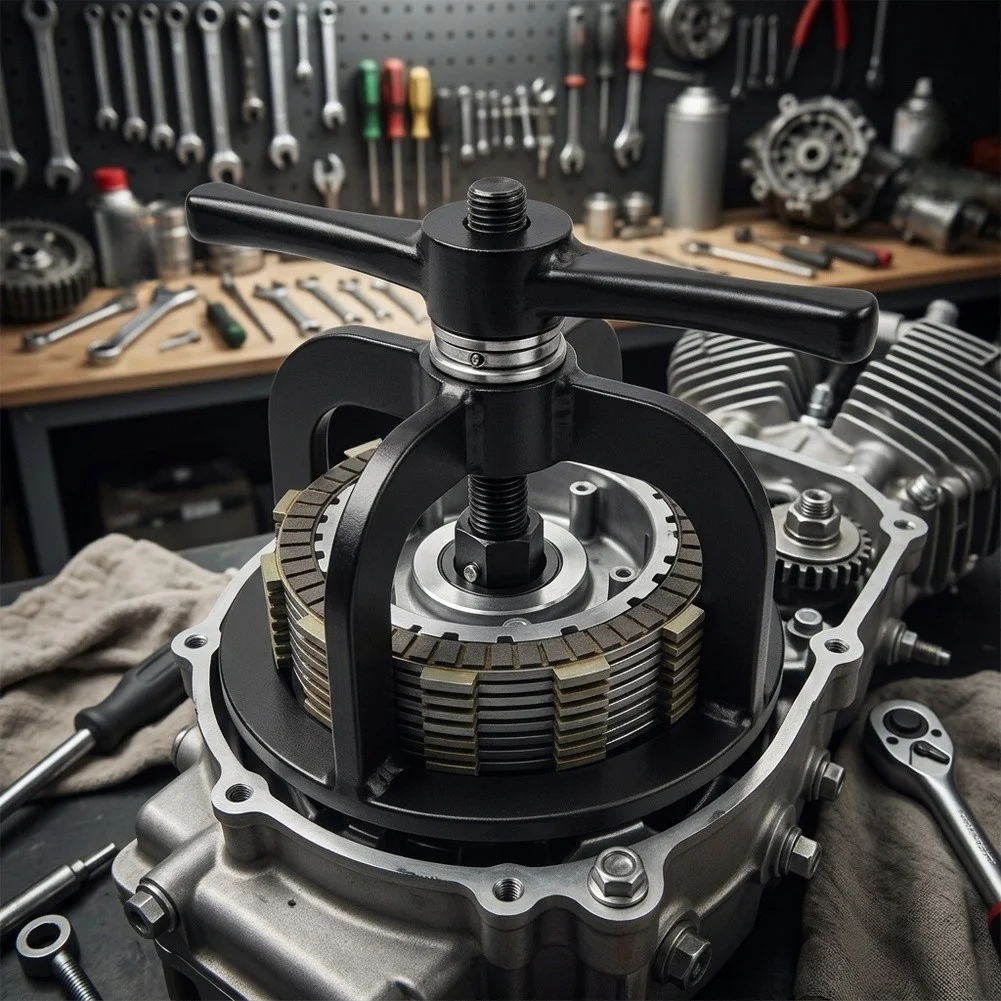 Spring Plate Installer Clutch Spring Compressor Carbon Steel Construction Anti-rust Oil Coated Smooth-threaded Center Roller