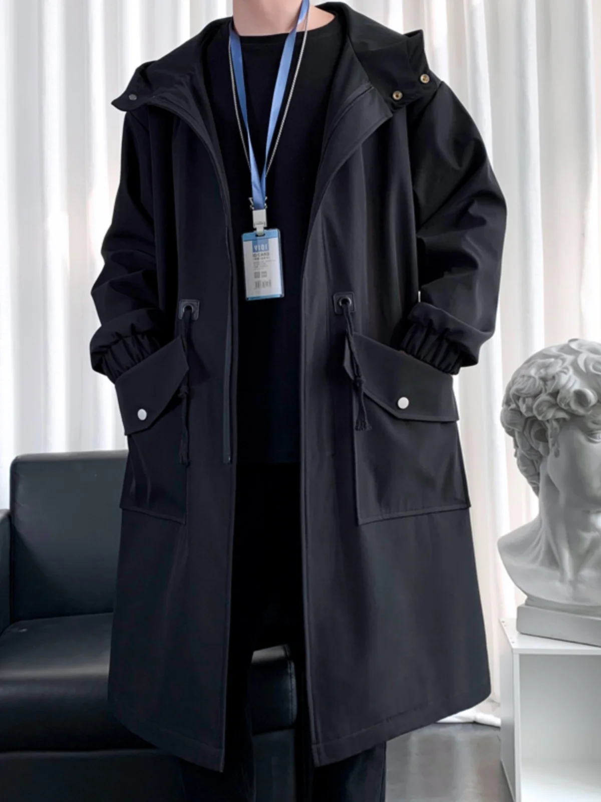 

Men's Mid-Length Spring Autumn 2025 New Sle Casual Workwear Coat Windbreaker Large Size Cossa Civilian Jaet