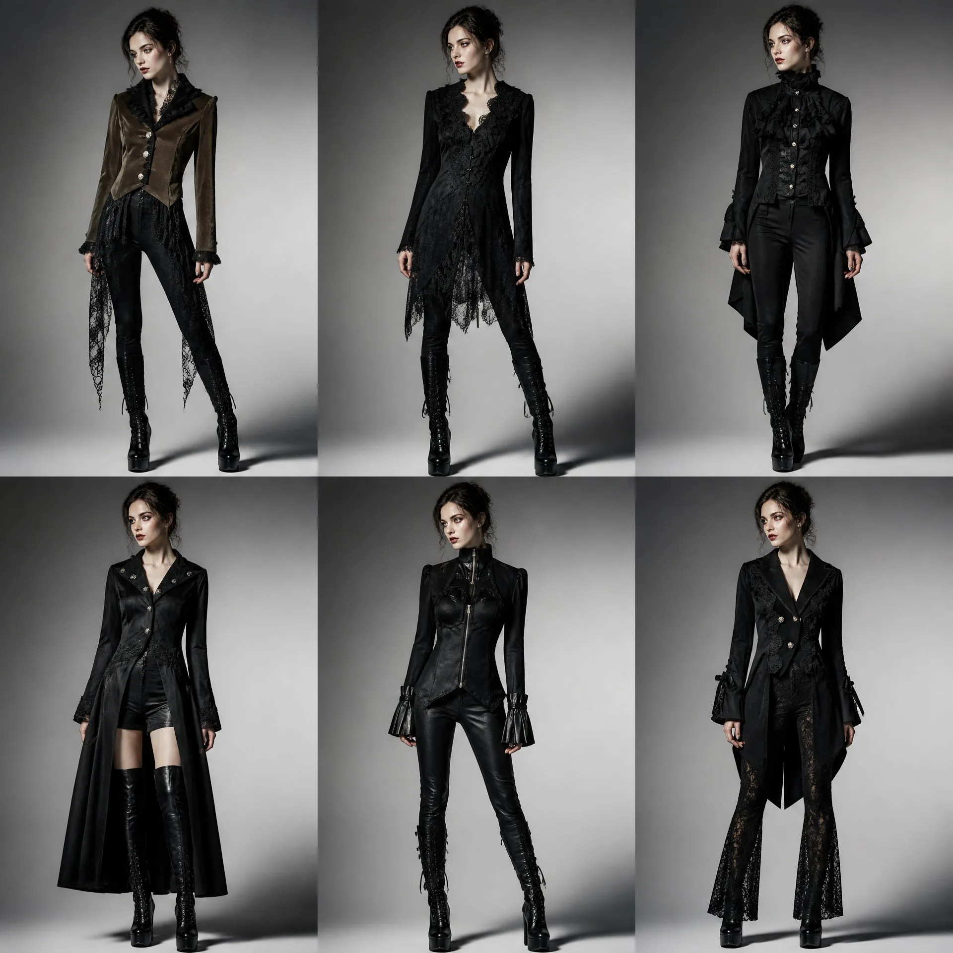 Chaqueta Midi Estilo Gótico Talla Grande, Abrigo de Moda Ajustado, Serie Oscura, Cuello Alto, Traje Étnico para Mujer