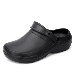 Men's Kitchen Chef Shoes Slip On Waterproof Oil-Proof Antiskid Work Slippers Lightweight Non-slip Kitchen Clogs Plus Size 40-45