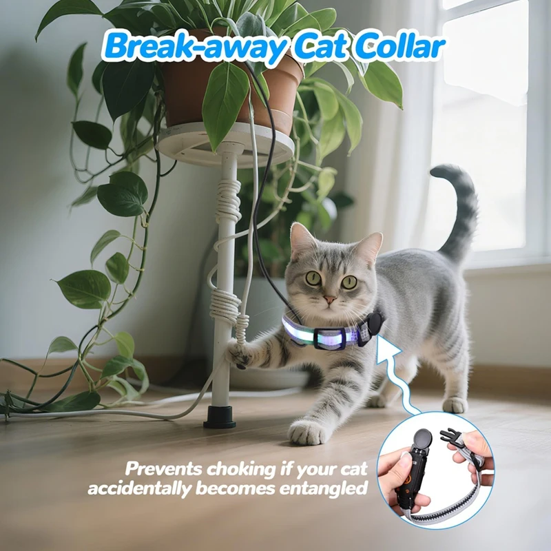 Cat Collar,Lighted Cat Collars for Night,Rechargeable Waterproof LED Cat Collar with Remote,Dog Lights for Night Walking-A33R